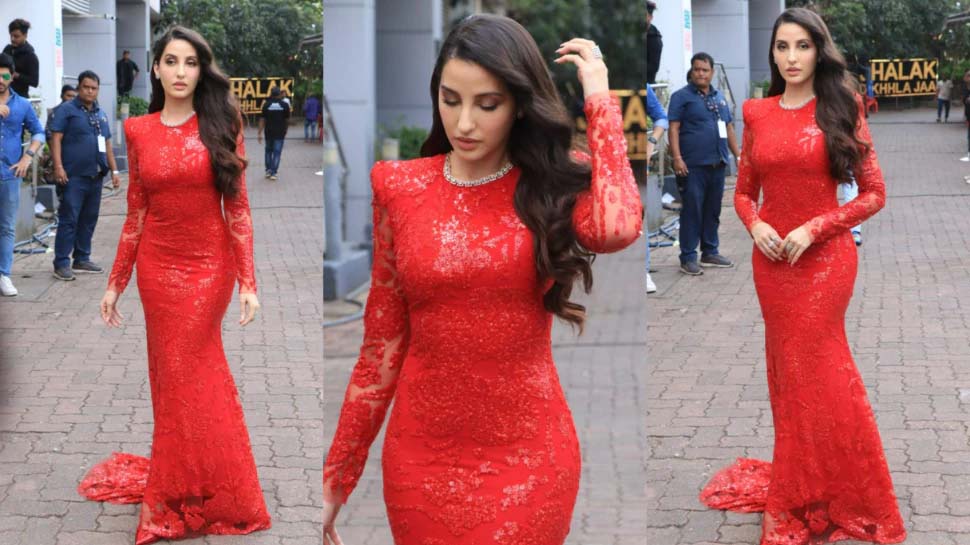 Sexy Nora Fatehi Shines In A Red Bodycon Dress Sets Internet On Fire