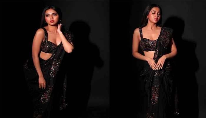 Naagin Fame Tejasswi Prakash Look Sexy In Black Saree See Stunning