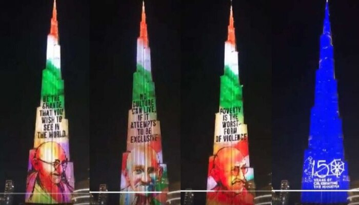മഹാത്മാഗാന്ധിയ്ക്ക് ആദരവര്പ്പിച്ച് ബുര്ജ് ഖലീഫയില് വര്ണ്ണ വിസ്മയം! മഹാത്മാഗാന്ധിയ്ക്ക് ആദരവര്പ്പിച്ച് ബുര്ജ് ഖലീഫയില് വര്ണ്ണ വിസ്മയം!