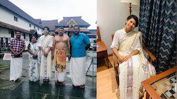 Lovlina Borgohain: കസവുമുണ്ട് ചുറ്റി ശ്രീപത്മനാഭനെ കാണാൻ ലവ്‌ലിന അനന്തപുരിയിൽ
