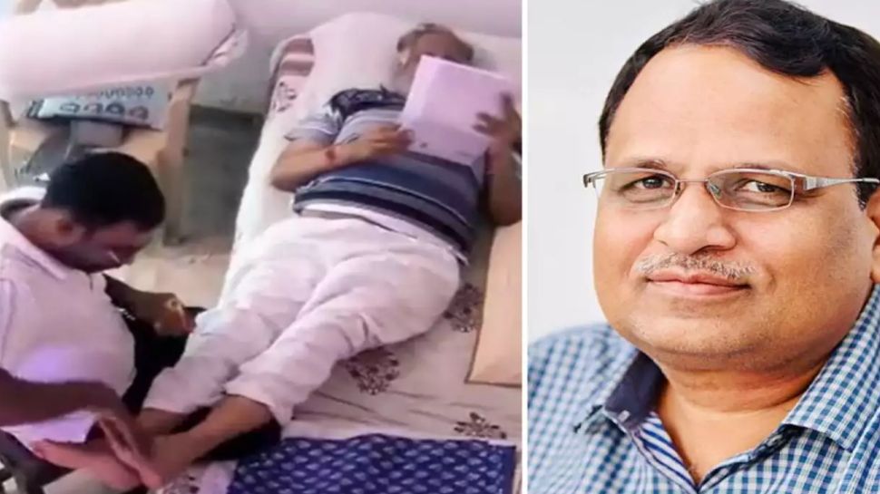 Satyendra Jain Viral Video Aap Leader Satyendar Jain Gets Vip Treatment