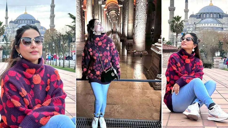 Hina Khan Winter Look In Floral Jacket And Denim, See Photos From ...