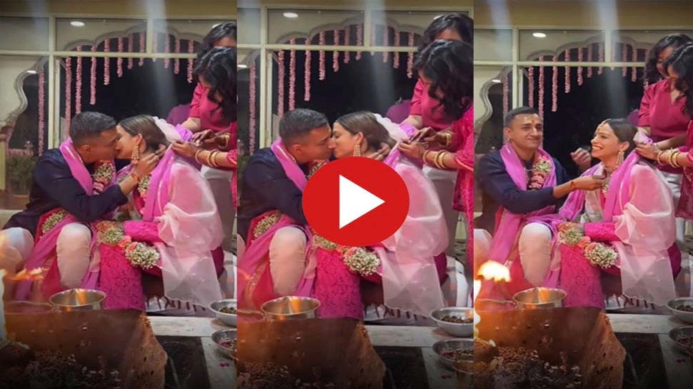 Viral Video Bride Groom Video Trending Video Bride Kissed Groom Infront Of The Guests Groom