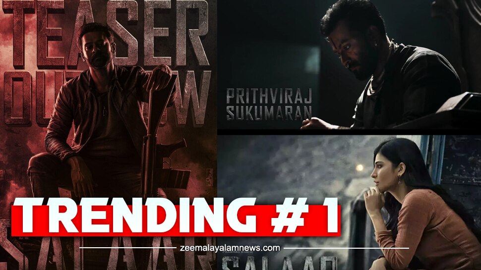 Salaar Movie teaser trending number 1 on youtube after hours of release