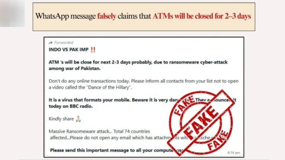 India Pak War Fact Check: രാജ്യത്തെ എടിഎമ്മുകള്‍  അടച്ചിടുമോ? വൈറൽ മെസേജിന് പിന്നിൽ..