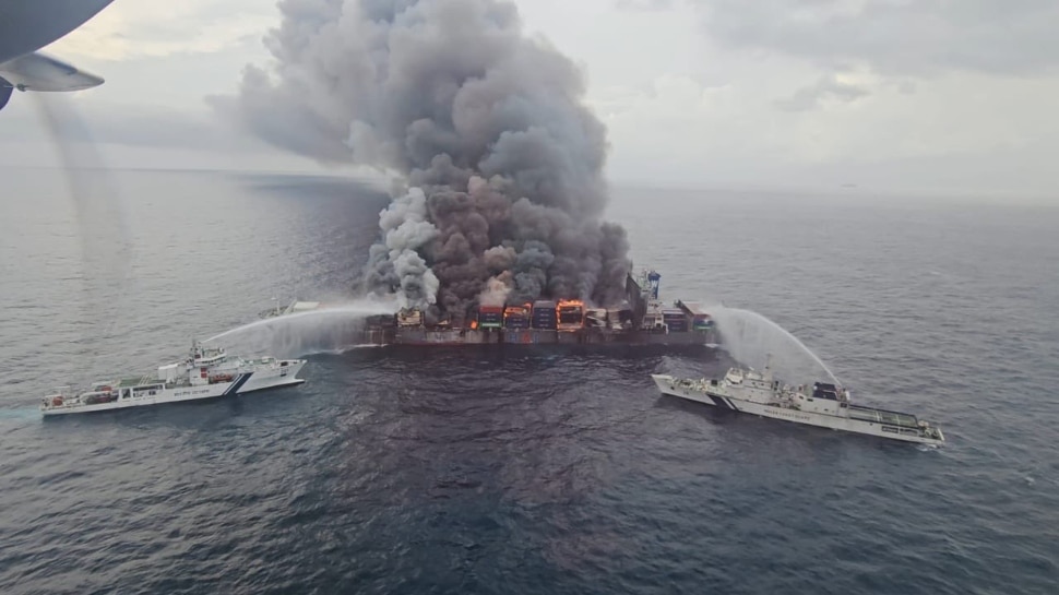 Cargo Ship Fire Outbreak Explosion And Fire Continued On Ship Carrying ...