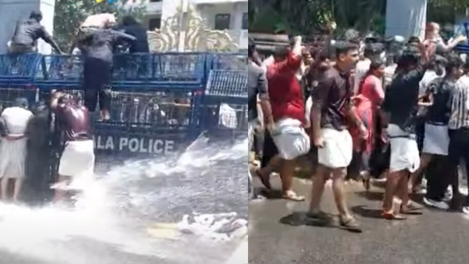 SFI Protest In Kerala University: കേരള സർവകലാശാല ആസ്ഥാനത്ത് എസ്എഫ്ഐ പ്രതിഷേധം; പോലീസും എസ്എഫ്ഐ പ്രവർത്തകരും തമ്മിൽ സം​ഘർഷം