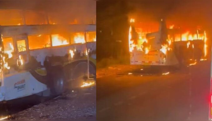 Bus Catches Fire: തെലങ്കാനയിൽ ഓടിക്കൊണ്ടിരുന്ന ബസിന് തീപിടിച്ചു