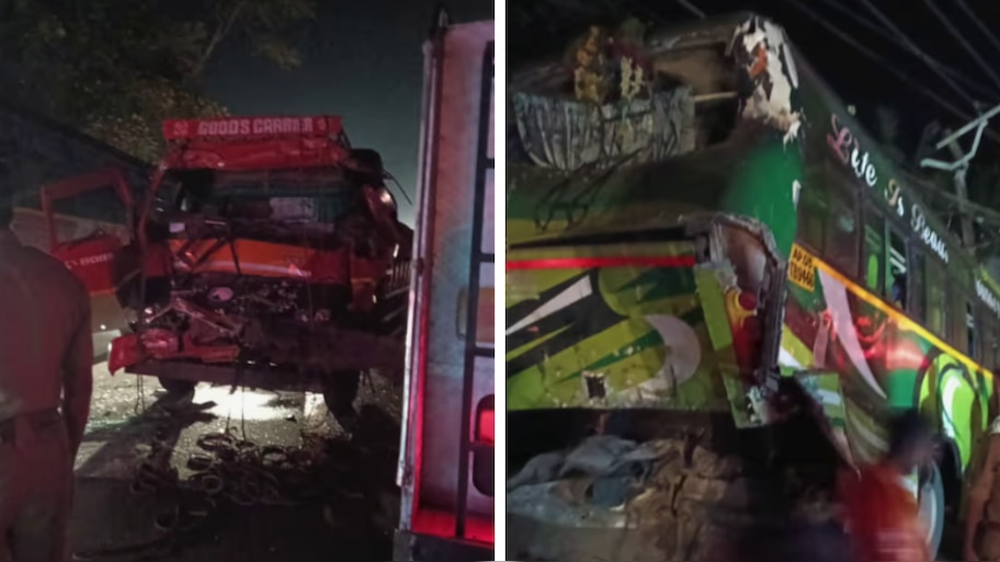 Accident news: മൂവാറ്റുപുഴയിൽ ശബരിമല തീര്‍ത്ഥാടകര്‍ സഞ്ചരിച്ച ബസ് അപകടത്തിൽപ്പെട്ടു; 4 പേര്‍ക്ക് പരിക്ക്