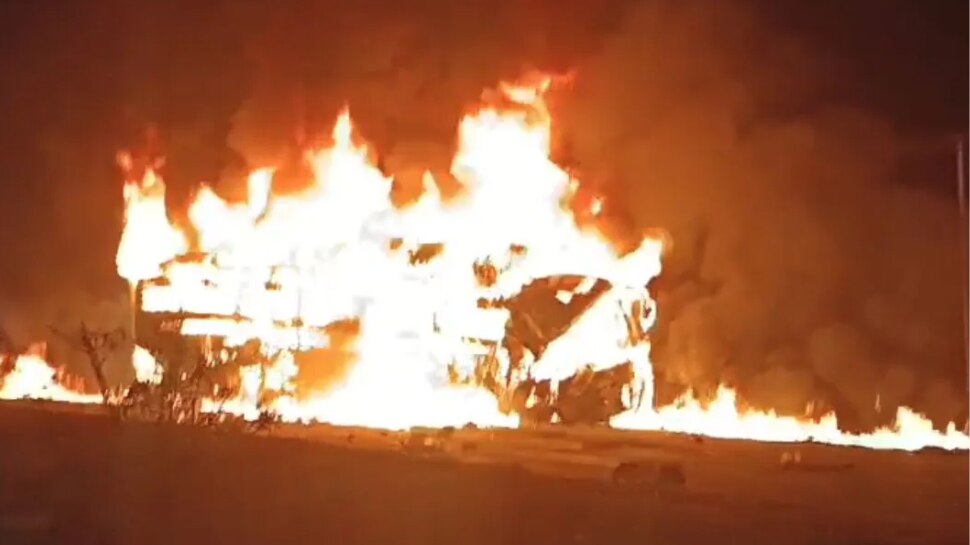 17 Killed after bus catches fire in a collision with truck in karnataka ...