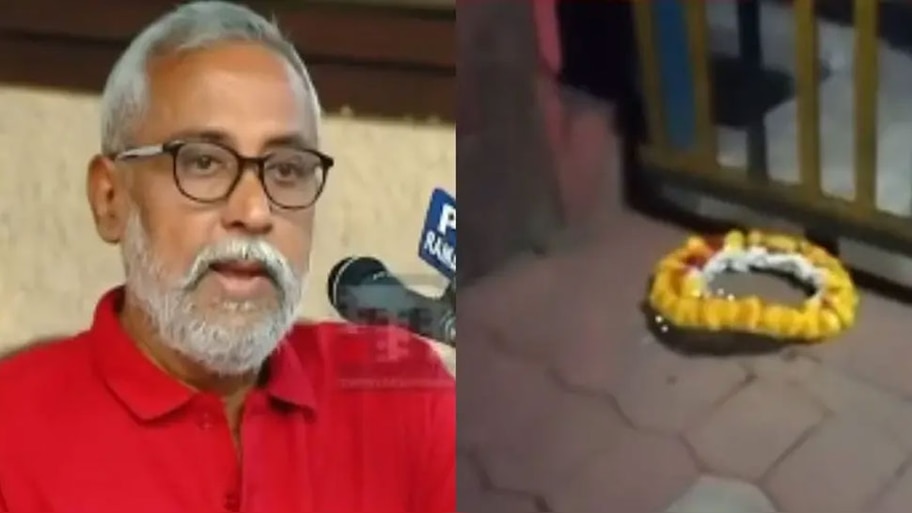 VS Anilkumar: കണ്ണൂരിൽ എഴുത്തുകാരൻ വിഎസ് അനിൽകുമാറിന്റെ വീടിന് മുന്നിൽ റീത്ത്