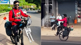 ഉലകം ചുറ്റും സനീദ്; ഒറ്റച്ചക്ര സൈക്കിളിൽ 'കേരളം ടു നേപ്പാൾ'