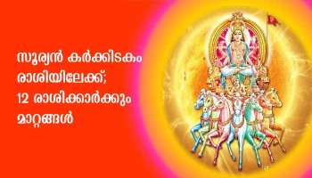 Sun Transit in Cancer: സൂര്യൻ കർക്കിടകം രാശിയിലേക്ക്; 12 രാശിക്കാർക്കും മാറ്റം