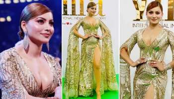 Urvashi Rautela IIFA Look: ഗോൾഡൻ സ്ലിറ്റ് ഗൗണിൽ തിളങ്ങി ഉർവശി റൗതേല., ചിത്രങ്ങള്‍ വൈറല്‍  