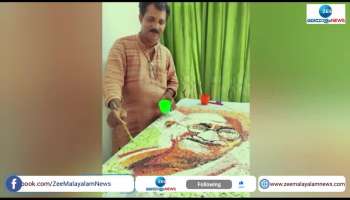 Artist Smrithy Biju draws Mahatma Gandhi's picture with egg shells
