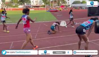 State School Sports Meet: Nayana Jose wins gold in senior girls' 400m hurdles.