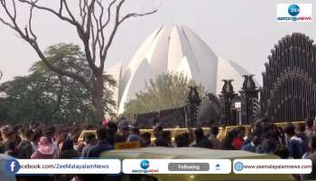 Devotees visit the Lotus Temple on New Year