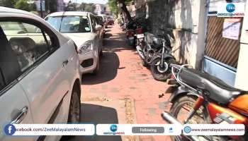 Vehicles parking on footpath in Thiruvananthapuram 