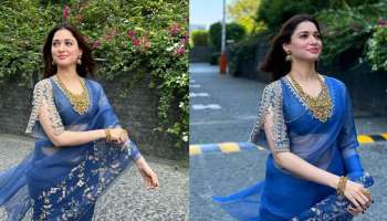 Tamannaah Bhatia: നീല സാരിയിൽ സർവ്വാഭരണ വിഭൂഷിതയായി തമന്ന- ചിത്രങ്ങൾ