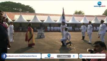 Droupadi Murmu presents President’s Colour to INS Dronacharya