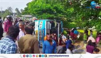 Bus falls into a paddy field in Thrissur