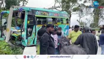 A mini bus with tourists from Tamil Nadu met with an accident near Poopapara in Idukki