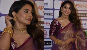 Hina Khan Saree Look: മോഡേൺ ലുക്ക് വിട്ട് സാരിയില്‍ തിളങ്ങി ഹിന ഖാന്‍!! സ്റ്റൈലിഷ് ചിത്രങ്ങള്‍ വൈറല്‍ 