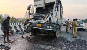 Accident: കഴക്കൂട്ടം എലിവേറ്റഡ് ഹൈവേയിൽ ലോറികൾ കൂട്ടിയിടിച്ചു; ഡ്രൈവർ ലോറിയിൽ കുടുങ്ങി