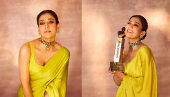 Nayanthara Latest: പുരസ്കാരം ചുംബിച്ച് നയൻതാര,  മഞ്ഞ സാരിയിൽ താരം