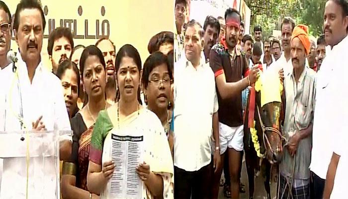 ജെല്ലിക്കെട്ട് നിരോധനം: ഡിഎംകെ അധ്യക്ഷന്‍ സ്​റ്റാലി​ന്‍റെ നേതൃത്വത്തിൽ തമിഴകത്ത് വ്യാപക പ്രതിഷേധം