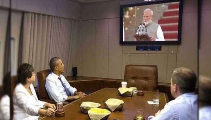 മോദിയുടെ സത്യപ്രതിജ്ഞ ലൈവായി കാണുന്ന ഒബാമ? മോദിയുടെ സത്യപ്രതിജ്ഞ ലൈവായി കാണുന്ന ഒബാമ?