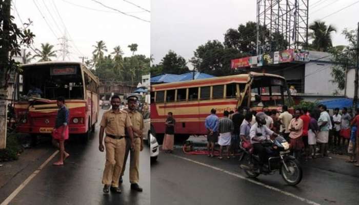 കെഎസ്ആര്ടിസി ബസ്സുകള് കൂട്ടിയിടിച്ചു; അന്പതോളം പേര്ക്ക് പരിക്ക് കെഎസ്ആര്ടിസി ബസ്സുകള് കൂട്ടിയിടിച്ചു; അന്പതോളം പേര്ക്ക് പരിക്ക്