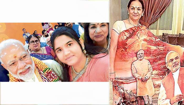 'മോദി സാരി'യുടുത്ത് മോദിയ്ക്കൊപ്പം!! 'മോദി സാരി'യുടുത്ത് മോദിയ്ക്കൊപ്പം!!