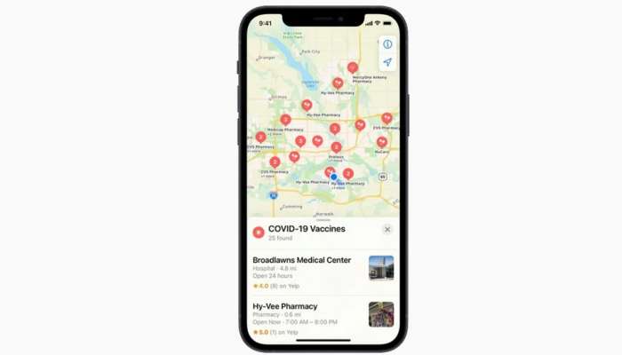 Apple Map ന്റെ പുതിയ അപ്ഡേറ്റിൽ നിങ്ങളുടെ സമീപത്തുള്ള Covid Vaccination കേന്ദ്രം എവിടെയാണെന്ന് കാണിച്ച് തരും