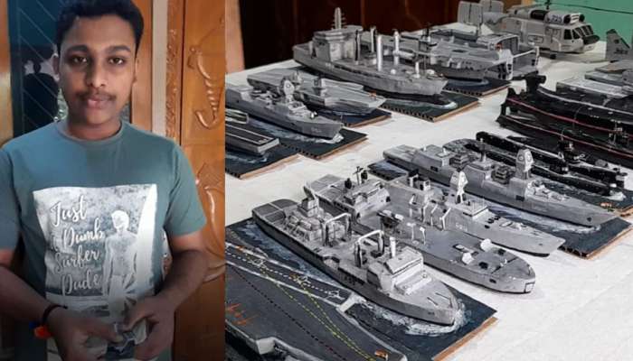 Warship Miniature: വമ്പൻ യുദ്ധക്കപ്പലുകളുടെ കുഞ്ഞൻ മാതൃക; നാവികസേനയുടെ പ്രശംസ നേടി ആരോമൽ