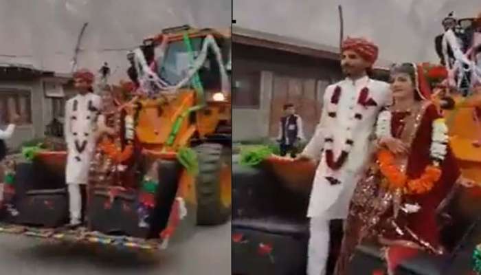 Wedding Viral Video: കാറും വേണ്ട കുതിരവണ്ടിയും വേണ്ട, JCBയില്‍  വിവാഹവേദിയിലെത്തി വധൂവരന്മാര്‍...!! വീഡിയോ വൈറല്‍