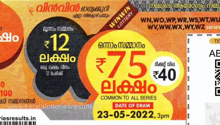 Kerala Lottery Result 2023 : ഒന്നാം സമ്മാനം 75 ലക്ഷം രൂപ; വിൻ-വിൻ ഭാഗ്യക്കുറി ഫലം ഉടൻ