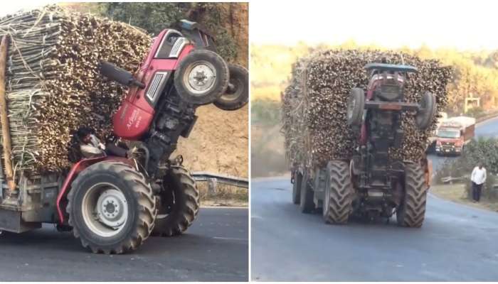 Tractor viral video: ഓവർ ലോഡുമായി ട്രാക്ടർ ഡ്രൈവറുടെ സാഹസിക യാത്ര: വീഡിയോ വൈറൽ