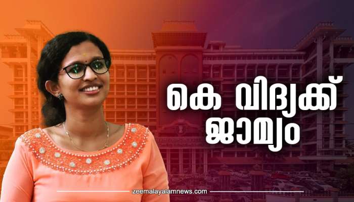 K Vidhya Bail: കെ വിദ്യക്ക് വ്യാജരേഖ കേസിൽ ജാമ്യം, കരിന്തളം കേസിൽ കസ്റ്റഡിയിലെടുക്കും