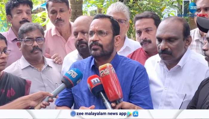 Binoy's house, where he died in a fire in Kuwait, Minister K. Rajan visited