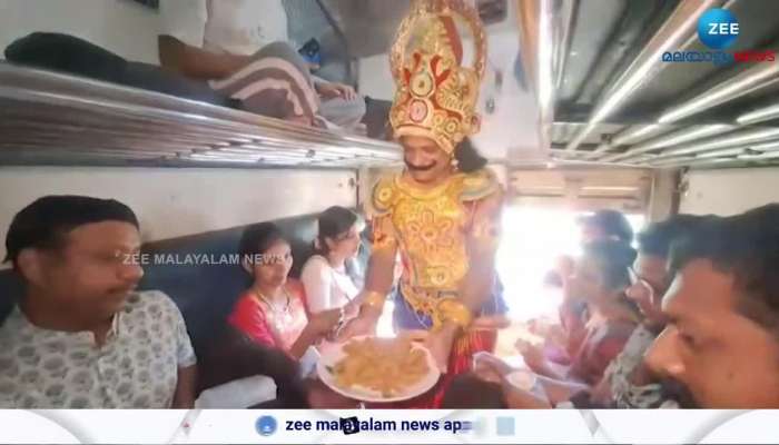 Onam celebration in Guruvayur Ernakulam pssenger train at Thrissur