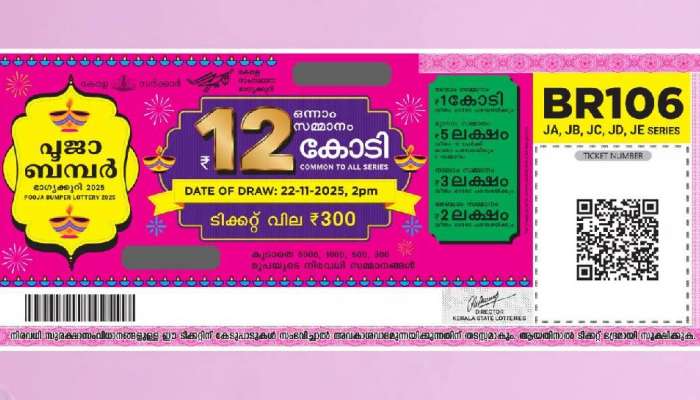 Pooja Bumper BR-106 Lottery Result: 12 കോടി നേടിയ ആ ഭാഗ്യനമ്പർ ഇതാണ്..! പൂജാ ബമ്പർ ഭാഗ്യശാലിയെ പ്രഖ്യാപിച്ചു