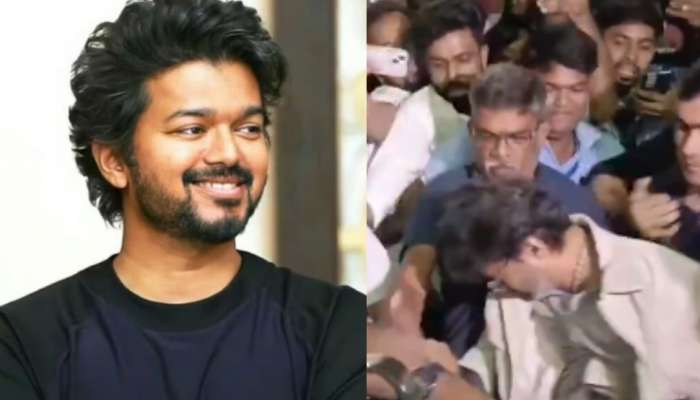 Actor Vijay: വിമാനത്താവളത്തിൽ ആരാധകർ പിന്തുടർന്നു; തിരക്കിൽപ്പെട്ട് നിലത്ത് വീണ് വിജയ്- VIDEO